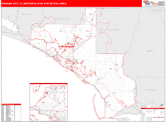 Panama City Metro Area Digital Map Red Line Style